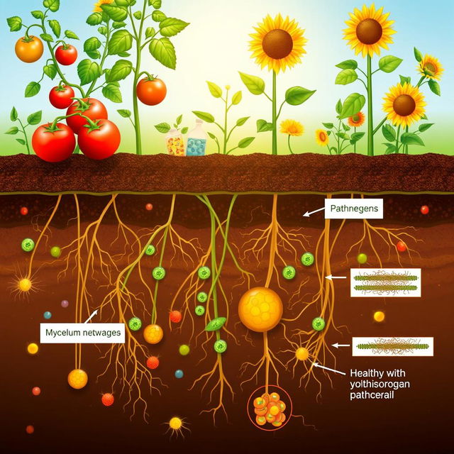 Illustration of the process of plant pathogen dispersal through soil