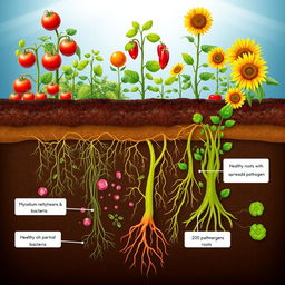 Illustration of the process of plant pathogen dispersal through soil