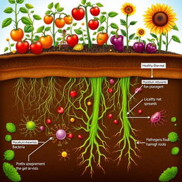 Illustration of the process of plant pathogen dispersal through soil