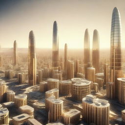 A high-quality 3D render of Venus City, a futuristic metropolis imagined on the planet Venus