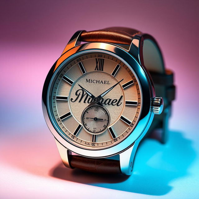 A luxurious timepiece featuring an exquisite design, showcasing the name 'Michael' prominently on the dial