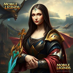 A creative reimagining of the Mona Lisa as a hero character in Mobile Legends