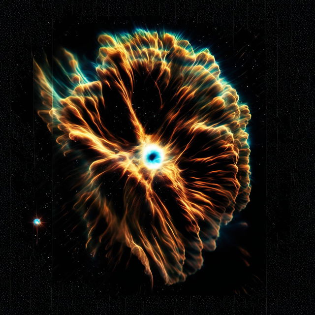 A high-quality digital rendering of a nebula, inspired by the colors and patterns of a Tiger's Eye gemstone