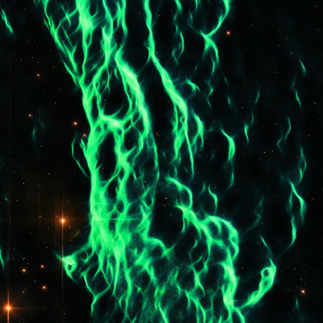 A high-quality digital rendering of a vibrant green nebula, with intricate and dynamic structures of swirling gas clouds and a brightly illuminated core signifying the birthplace of stars