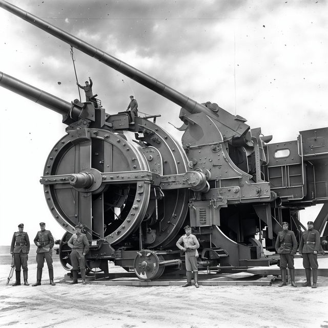 A high-quality photograph of the Schwerer Gustav, known as the largest artillery gun ever built