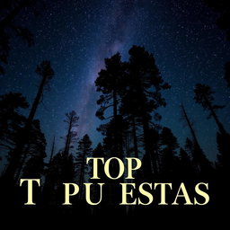 A serene forest scene with tall trees silhouetted against a night sky filled with countless stars, creating a magical atmosphere