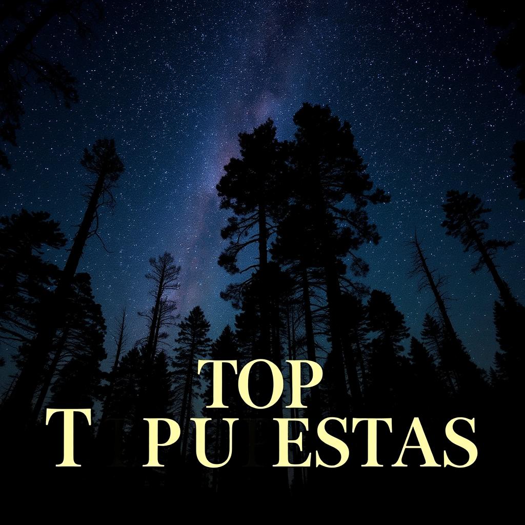 A serene forest scene with tall trees silhouetted against a night sky filled with countless stars, creating a magical atmosphere