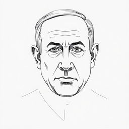 A creative portrait of Benjamin Netanyahu's face, rendered in a three-sided sketch technique