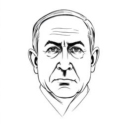 A creative portrait of Benjamin Netanyahu's face, rendered in a three-sided sketch technique