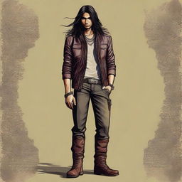 A high-quality digital art image of a young Indian man with long hair