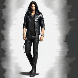 A high-quality digital art image showcasing a young Indian man with long hair