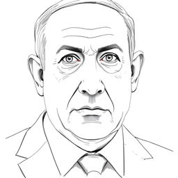 A focused sketch of Benjamin Netanyahu, capturing his likeness with attention to detail