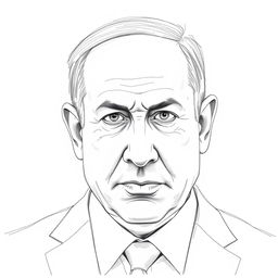 A focused sketch of Benjamin Netanyahu, capturing his likeness with attention to detail