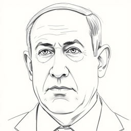 A focused sketch of Benjamin Netanyahu, capturing his likeness with attention to detail