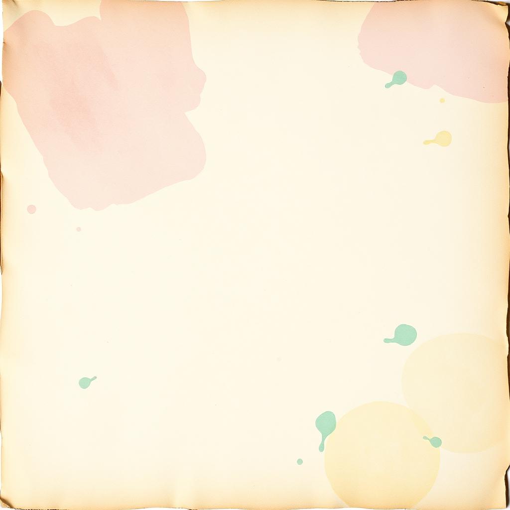 An old vintage paper background featuring a beautiful watercolor splash effect in soft pastel colors such as pink, blue, yellow, and green, creating an artistic and nostalgic ambiance