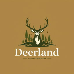 A beautifully designed logo for a fictional brand named 'Deerland'
