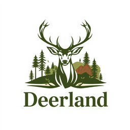 A beautifully designed logo for a fictional brand named 'Deerland'