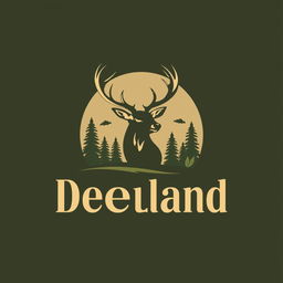 A beautifully designed logo for a fictional brand named 'Deerland'