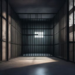 A high-quality 3D render of the interior of a prison