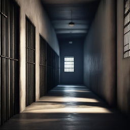 A high-quality 3D render of the interior of a prison