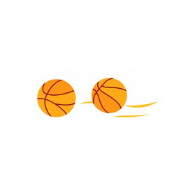 A flat minimalist design featuring abstract basketballs in motion, represented as smooth circles with subtle color variations of orange, yellow, and red