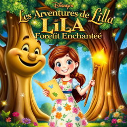 A whimsical Disney-style poster for "Les Aventures de Lila et la Forêt Enchantée