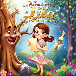 A whimsical Disney-style poster for "Les Aventures de Lila et la Forêt Enchantée