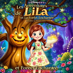 A whimsical Disney-style poster for "Les Aventures de Lila et la Forêt Enchantée