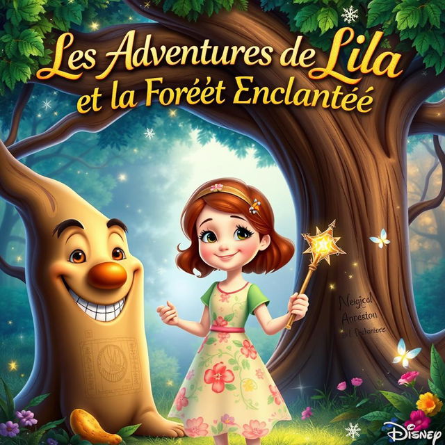 A whimsical Disney-style poster for "Les Aventures de Lila et la Forêt Enchantée