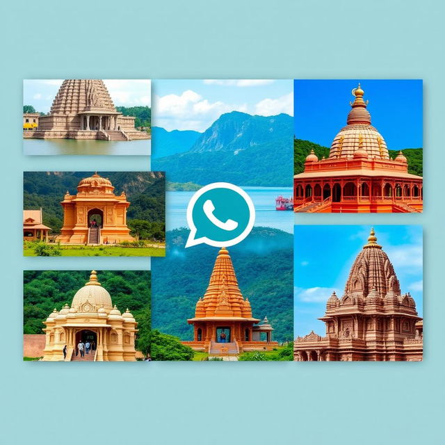 A collage of five famous Jyotirlinga temples in India: the Mahakaleshwar Jyotirlinga with its distinctive stone architecture, the beautiful Omkareshwar Jyotirlinga set amidst serene waters, the historical Trimbakeshwar Jyotirlinga with mountain backdrop, the lush Bhimashankar Jyotirlinga surrounded by greenery, and the intricately designed Grishneshwar Jyotirlinga