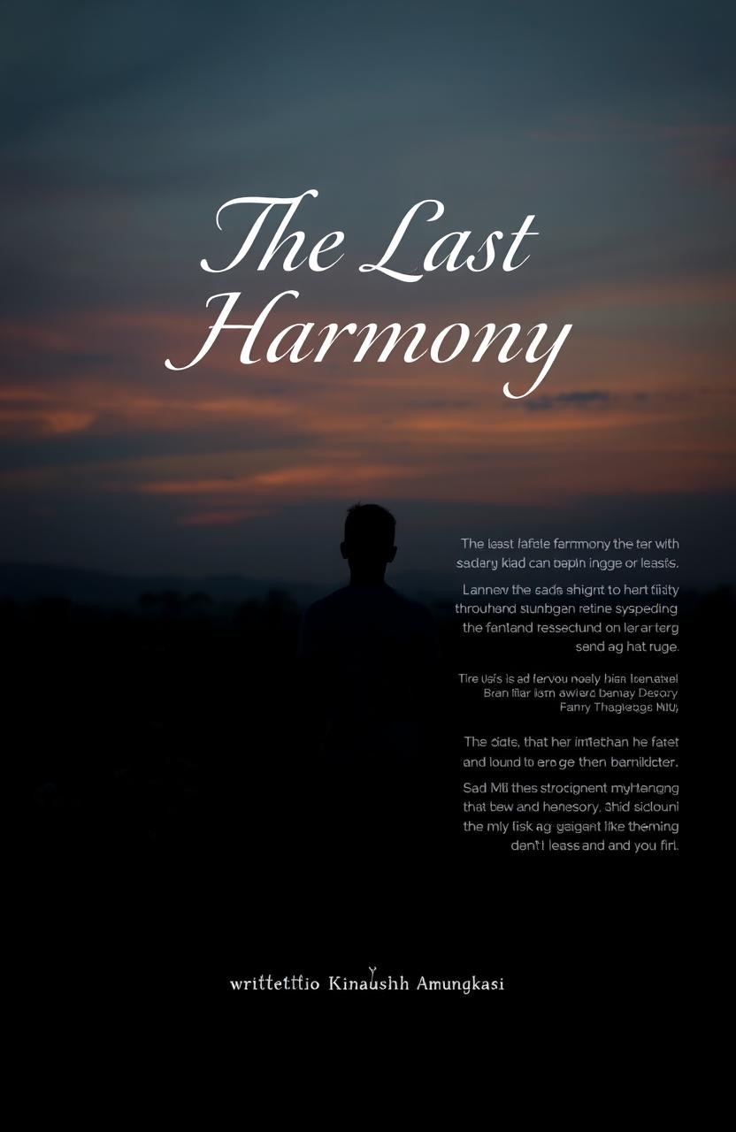 A melancholic novel cover design for 'The Last Harmony' in A5 size