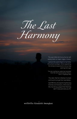 A melancholic novel cover design for 'The Last Harmony' in A5 size