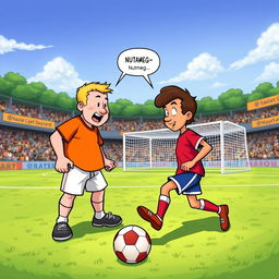 A vibrant comic book illustration featuring a character wearing an orange shirt and another character known as Nutmeg, depicted in a red shirt