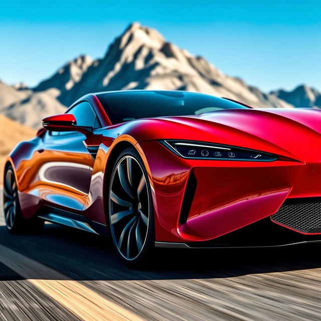 An incredible, amazing car showcased in a striking outdoor setting, featuring sleek lines and a bold design