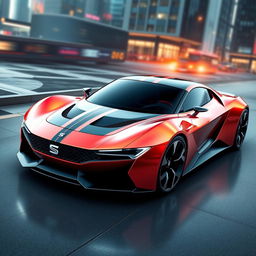 A stunning digital rendering of a futuristic SEAT hypercar, showcasing its sleek and cutting-edge design