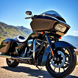 A striking 2025 Harley Davidson Road Glide parked in a scenic location