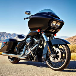 A striking 2025 Harley Davidson Road Glide parked in a scenic location