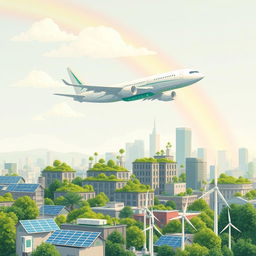 A conceptual illustration of the aviation industry addressing climate change