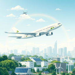 A conceptual illustration of the aviation industry addressing climate change