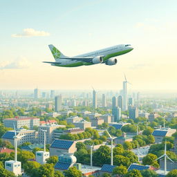 A conceptual illustration of the aviation industry addressing climate change