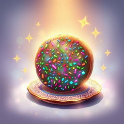 A whimsical, artistic depiction of a magical cookie named 'Basgota Muhammad Magic'