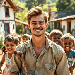 A portrait of a 20-year-old man with a warm smile, showcasing his good nature and friendly demeanor