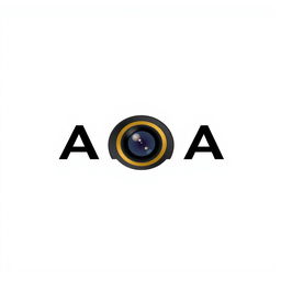 A logo design featuring the name 'ALAA' prominently integrated with a camera lens motif