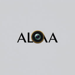 A logo design featuring the name 'ALAA' prominently integrated with a camera lens motif