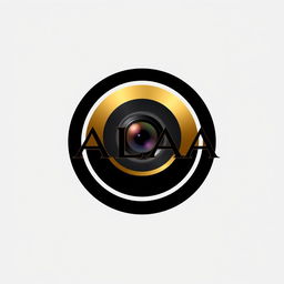 A logo design featuring the name 'ALAA' prominently integrated with a camera lens motif