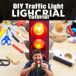 A visually appealing thumbnail for a tutorial on making a traffic light