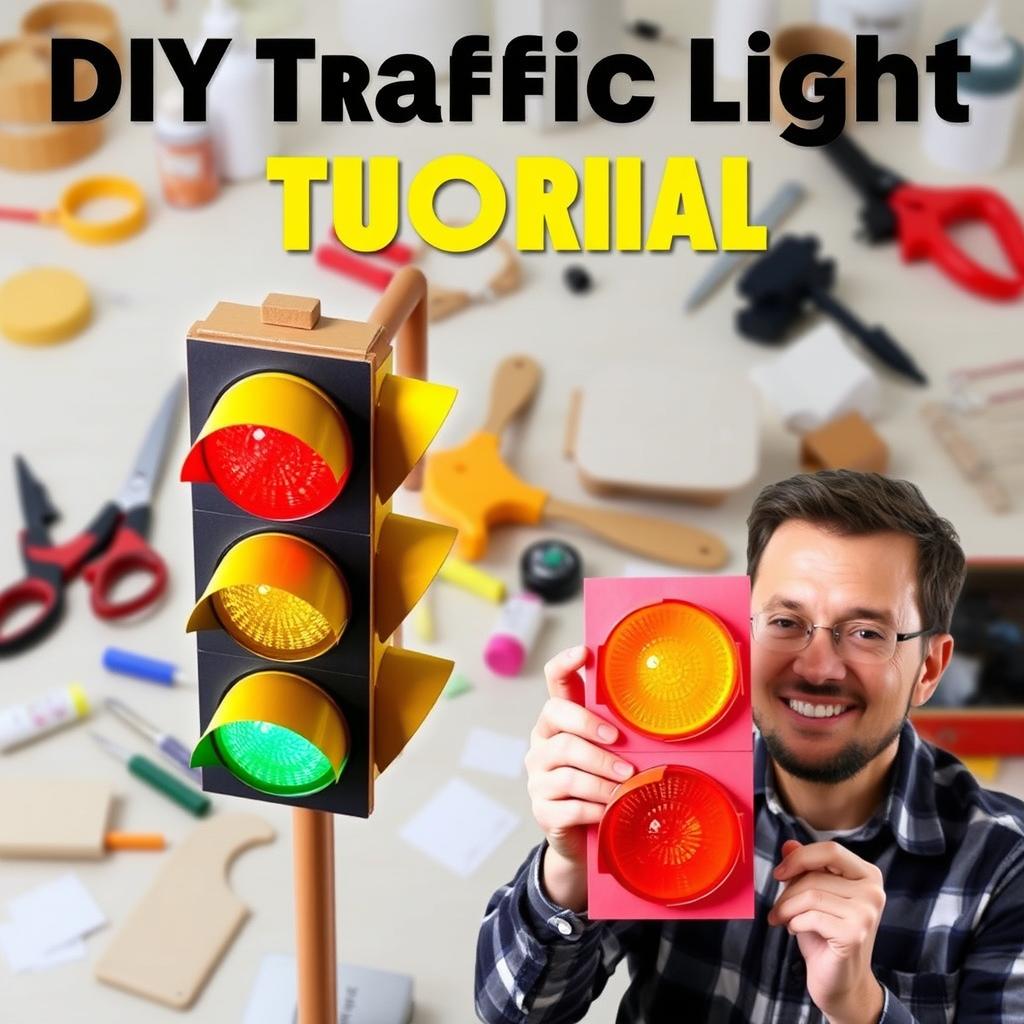 A visually appealing thumbnail for a tutorial on making a traffic light