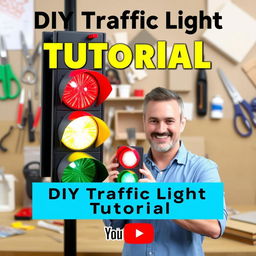 A visually appealing thumbnail for a tutorial on making a traffic light