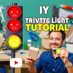 A visually appealing thumbnail for a tutorial on making a traffic light