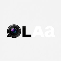 A logo design featuring the name "ALAA" beautifully integrated with a camera lens motif